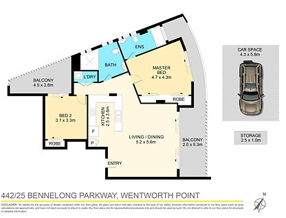 442/25 Bennelong Parkway, Wentworth Point, Parramatta (Northwest suburbs), 2 غرف, 2 حمامات, Apartment