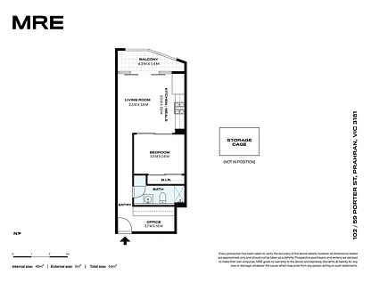 102/59 Porter Street, Prahran, VIC 3181, 1房, 1浴, Apartment