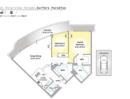 39/19 Riverview Parade, Surfers Paradise, Gold Coast, 2部屋, 2バスルーム, Apartment