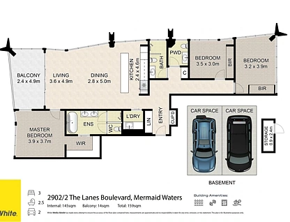 2902/2 The Lanes Boulevard, Mermaid Waters, Gold Coast, 3 침실, 2 욕실, Apartment
