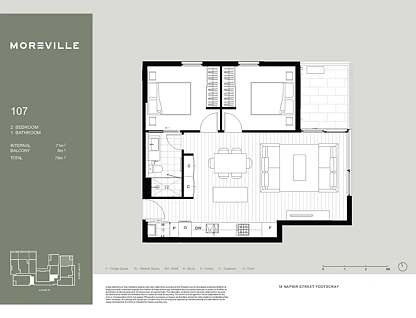 107/12-18 Napier Street, Footscray, Western Melbourne, 2 ห้องนอน, 1 ห้องน้ำ, Apartment