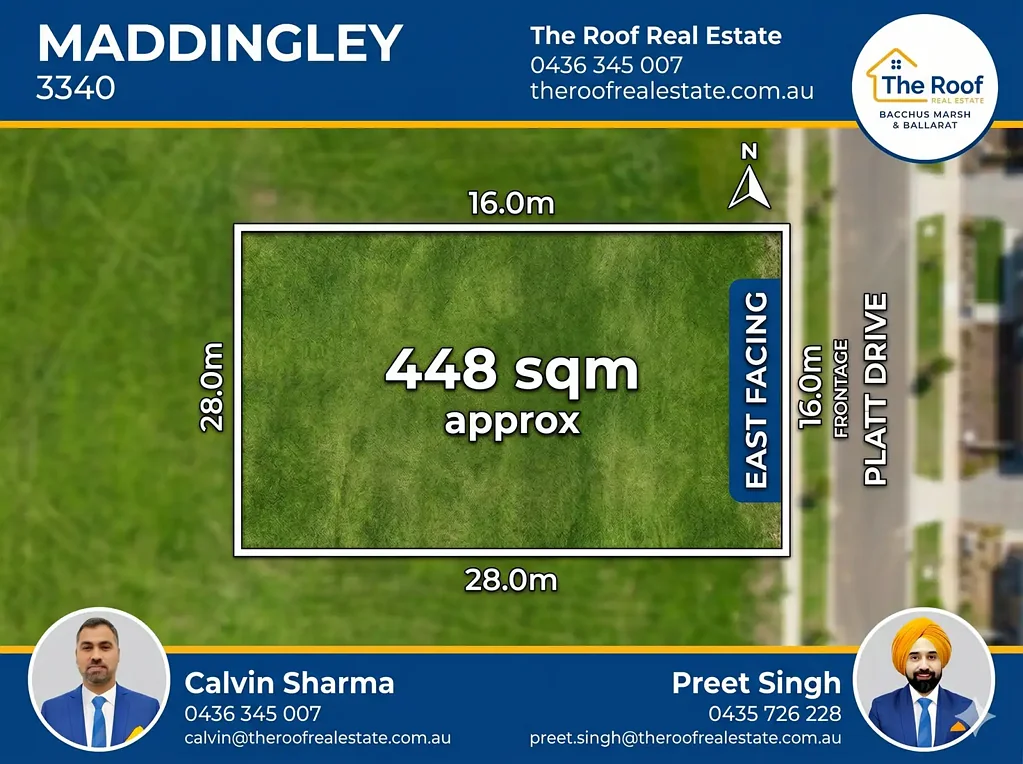 Maddingley 优质平坦土地 448m² 16米临街面 28米深度 准备建造 划片优质学校 交通便捷 步行商圈 2026增长潜力 Build Your Future Where Growth Meets Grandeur | 448m² in Maddingley's Golden Circle