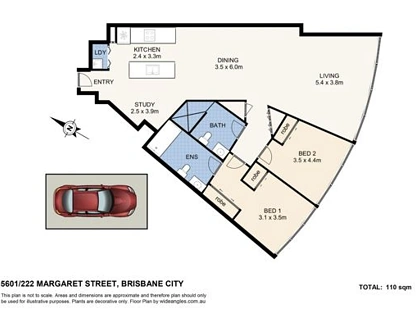 5601/222 Margaret Street, Brisbane City, Brisbane - Inner City Region, 2 Kuwarto, 2 Banyo, Apartment