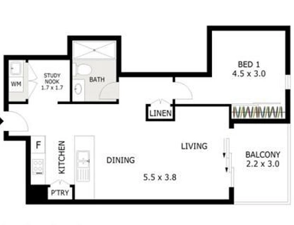 1213/58 Hope Street, South Brisbane, Brisbane - Inner City Region, 1 ห้องนอน, 1 ห้องน้ำ, Apartment