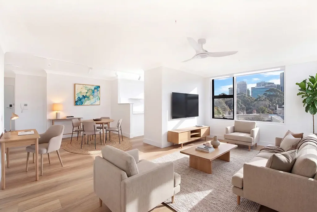 Sun-soaked, fully renovated two-bedroom apartment with Harbour Views & walking distance to North Sydney