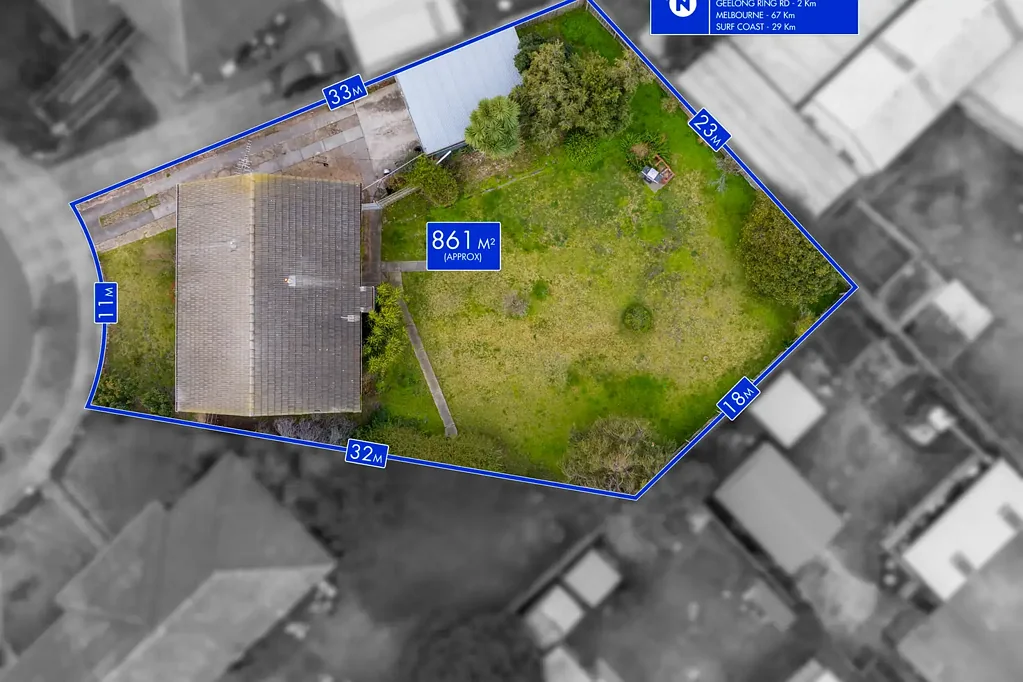 Corio 3房  Exceptional 861m² Block with approved plans and permits.