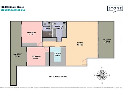 1004/33 Clark Street, Biggera Waters, Gold Coast, 2 ਕਮਰੇ, 2 ਬਾਥਰੂਮ, Apartment