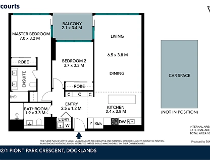 2402/1 Point Park Crescent, Docklands, Melbourne CBD, 2 રૂમ, 2 બાથરૂમ, Apartment