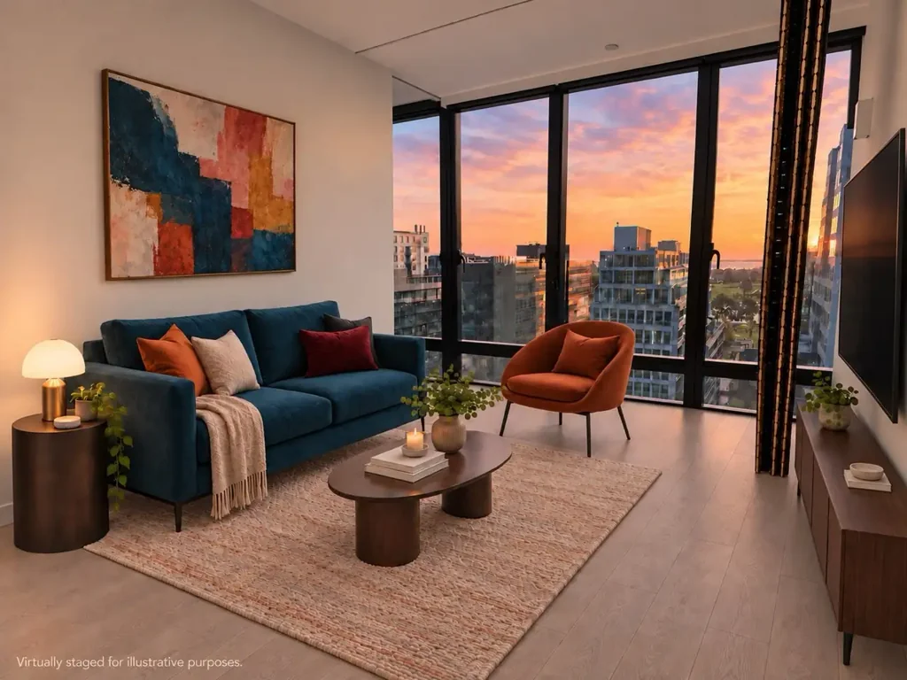 🌅 Sunset, Bay & Albert Park Views – Resort-Style Living