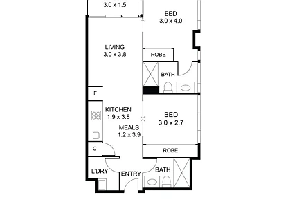 3405/120 A'Beckett Street, Melbourne, Melbourne CBD, 2 غرف, 2 حمامات, Apartment