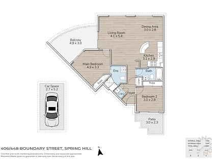 406/448 Boundary Street, Spring Hill, Brisbane - Inner City Region, 2房, 2浴, Unit