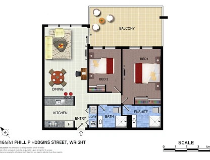 164/41 Philip Hodgins Street, Wright, Molonglo Valley District, 2 ਕਮਰੇ, 2 ਬਾਥਰੂਮ, Apartment