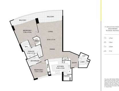 A11-3/75 Brighton Parade, Southport, Gold Coast, 2 Kuwarto, 2 Banyo, Unit