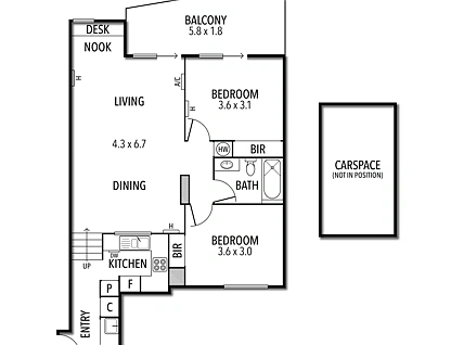 7/414-416 High Street, Northcote, North Melbourne, 2 غرف, 1 حمامات, Apartment