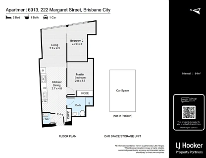 6913/222 Margaret Street, Brisbane City, Brisbane - Inner City Region, 2 રૂમ, 1 બાથરૂમ, Apartment