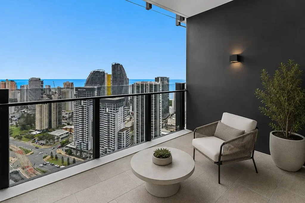 Broadbeach 2 Bedroom BRAND-NEW, NORTH-EAST FACING WITH OCEAN VIEWS & CAR PARK ON TITLE!