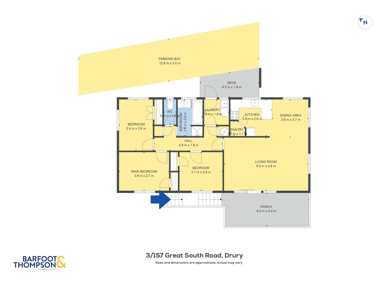 3/157 Great South Road, Drury, Auckland - Papakura, 3 ห้องนอน, 1 ห้องน้ำ