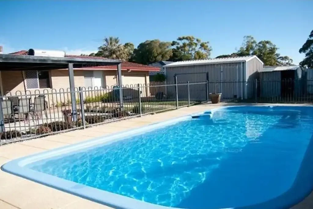 Pool and powered shed