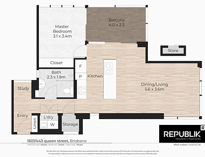 1601/443 Queen Street, Brisbane City, Brisbane - Inner City Region, 1 habitaciones, 1 baños, Unit