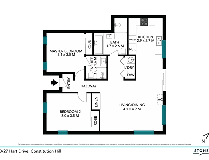 3/27 Hart Drive, Constitution Hill, Parramatta (Northwest suburbs), 2 રૂમ, 2 બાથરૂમ, Apartment
