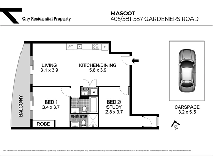 405/581-587 Gardeners Road, Mascot, Eastern Suburbs, 2 phòng ngủ, 2 phòng tắm, Apartment