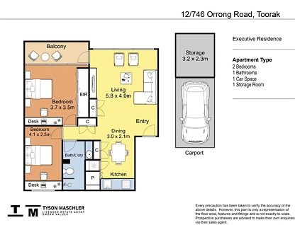 12/746 Orrong Road, Toorak, VIC 3142, 2 રૂમ, 1 બાથરૂમ, Apartment
