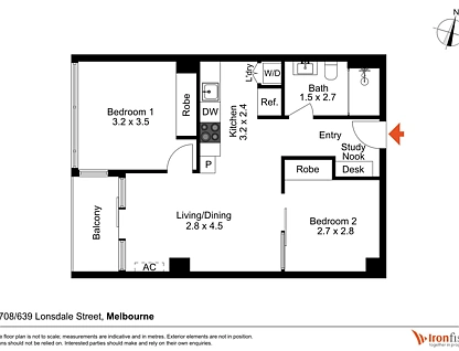 2708/639 Lonsdale Street, Melbourne, Melbourne CBD, 2 ห้องนอน, 1 ห้องน้ำ, Apartment