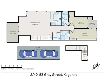 2/49-53 Gray Street, Kogarah, St George, 2 rūma, 2 rūma horoi, Apartment