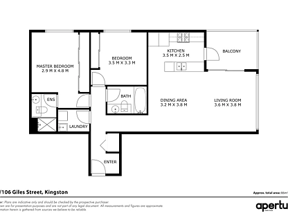 121/106 Giles Street, Kingston, Inner South, 2 Schlafzimmer, 2 Badezimmer, Apartment