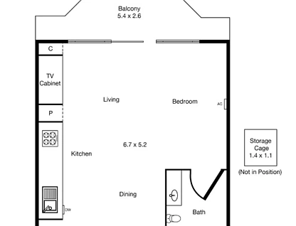 208/182 Barkly Street, St Kilda, Melbourne CBD, 0房, 1浴, Studio