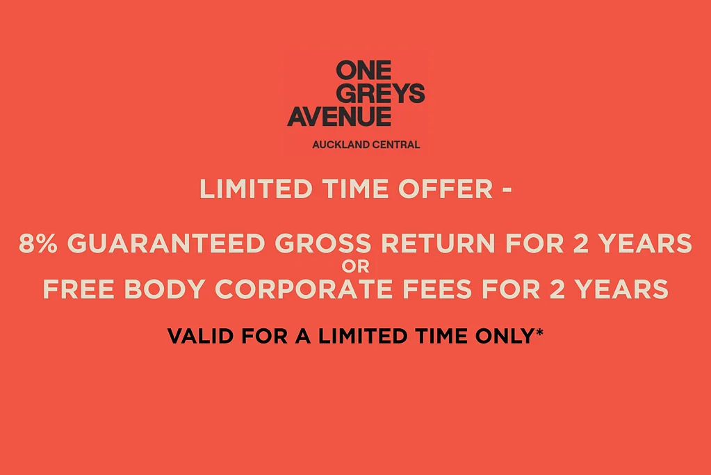 Auckland Central 2房 免按揭投资｜2年保底10%总回报，仅需10%首付！ 8% GTD GROSS RETURN OR FREE BODY CORP FEES 2 YEARS