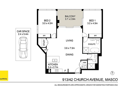 913/42 Church Avenue, Mascot, Eastern Suburbs, 2 ห้องนอน, 2 ห้องน้ำ, Apartment