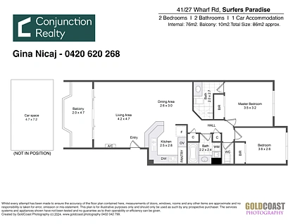41/27-31 WHARF ROAD, Surfers Paradise, Gold Coast, 2 rūma, 2 rūma horoi, Apartment