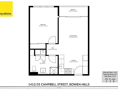 1412/35 Campbell Street, Bowen Hills, Brisbane - Inner City Region, 1 Kuwarto, 1 Banyo, Apartment
