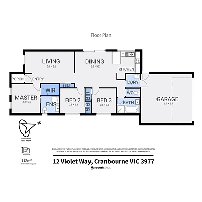 फ्लोर प्लान - 12 Violet Way, Cranbourne, VIC 3977