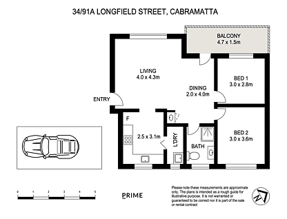 34/91A Longfield Street, Cabramatta, South Western Suburbs, 2房, 1浴, Apartment
