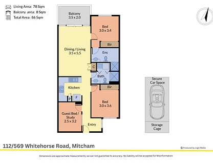 112/569 Whitehorse Road, Mitcham, East Melbourne, 3部屋, 2バスルーム, Apartment
