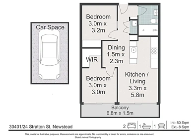 30401/24 Stratton Street, Newstead, QLD 4006, 2 Bedrooms, 1 Bathrooms, Unit