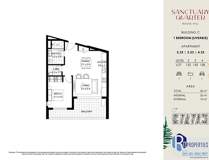 C 233/25 Macquarie Rd, Rouse Hill, The Hills, 1 Kuwarto, 1 Banyo, Apartment