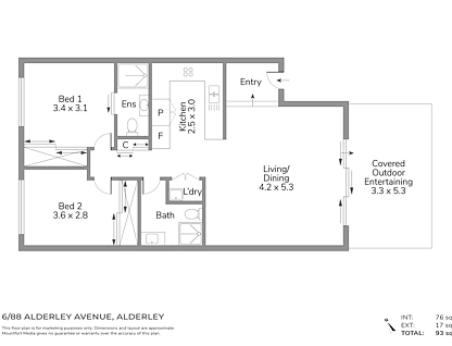 6/88 Alderley Avenue, Alderley, Brisbane - Northern Region , 2 ਕਮਰੇ, 2 ਬਾਥਰੂਮ, Unit