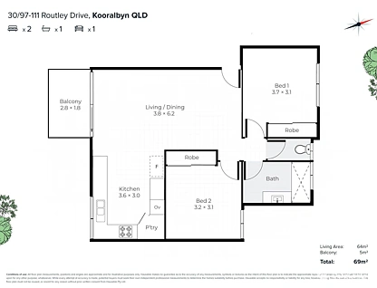 30/97-111 Routley Drive, Kooralbyn, Beaudesert Region, 2 Schlafzimmer, 1 Badezimmer, Unit
