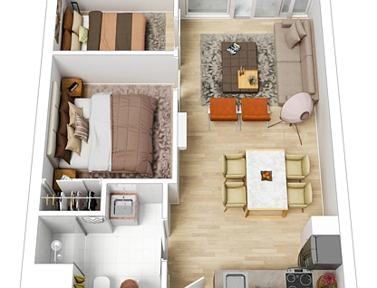 407/253 Franklin Street, Melbourne, Melbourne CBD, 2房, 1浴, Apartment