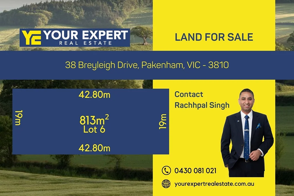Pakenham 名校环抱 19米宽幅地块 商圈交汇 便利交通 立即可建梦想家园 813SQM TITLED LAND, READY TO BUILD