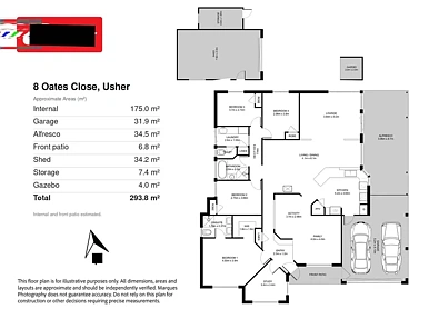 Plano ng Bahay - 8 Oates Close, Usher, WA 6230