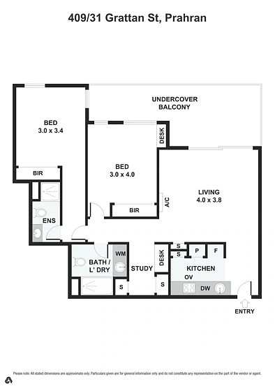 409/31 Grattan Street, Prahran, VIC 3181, 2 slaapkamers, 2 badkamers, Apartment