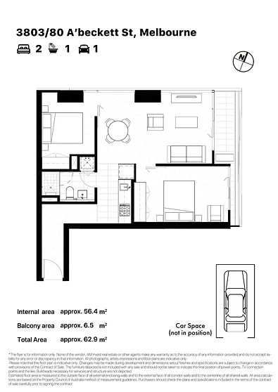 3803/80 A'Beckett Street, Melbourne, VIC 3000, 2 slaapkamers, 1 badkamers, Apartment