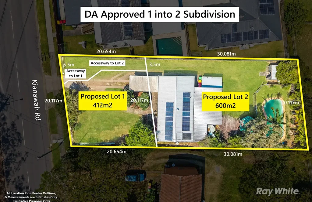 Wynnum West 4房  1块1012平方米的土地获批分成2块，可用于建造2套新豪华住宅  1 into 2 DA Approved Subdivision on 1,012m2 - Ready for 2x New Luxury Homes