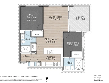 202/699 Main Street, Kangaroo Point, Brisbane - Eastern Region, 2 ਕਮਰੇ, 2 ਬਾਥਰੂਮ, Apartment