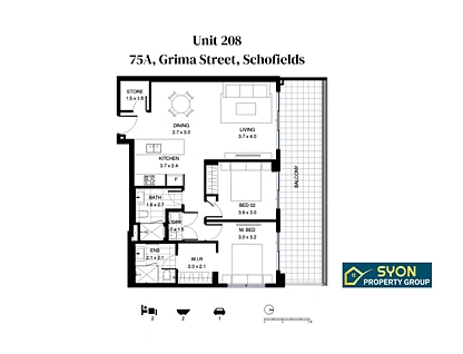 208/75A Grima Street, Schofields, Outer Western Sydney, 2 ਕਮਰੇ, 2 ਬਾਥਰੂਮ, Apartment