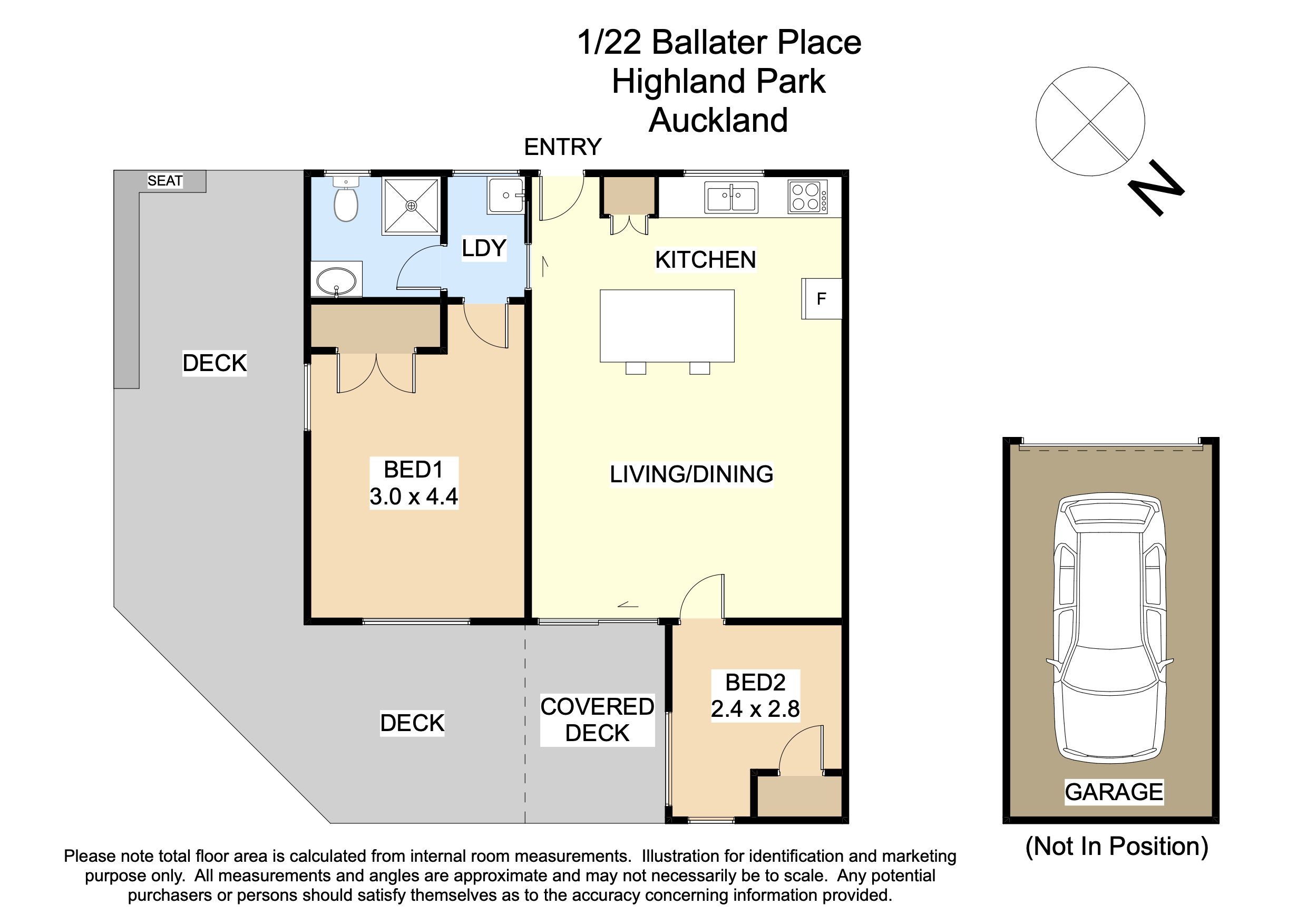 1/22 Ballater Place, Highland Park, Auckland - Manukau, 2房, 1浴